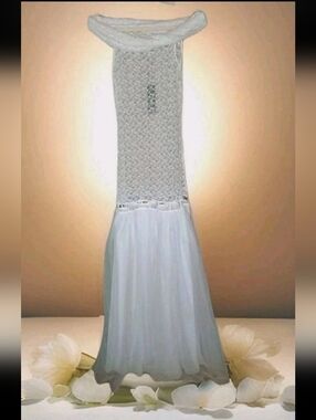 Lace and Veil Bridal Nightgown, Mermaid Design Dress,  L